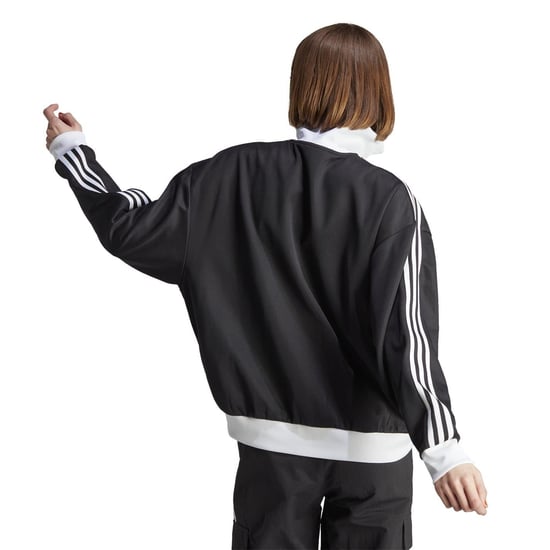 Women's adidas Originals Track High Neck Ribbed Cuff Jacket in Black - Image 3