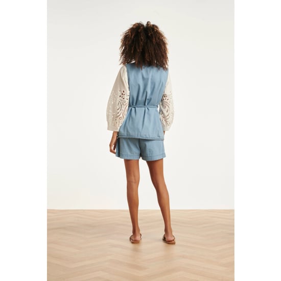 Smashed Lemon Lichtblauw look gilet met ceintuur | - Image 3