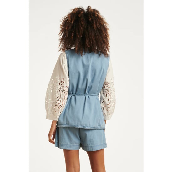 Smashed Lemon Lichtblauw look gilet met ceintuur | - Image 4