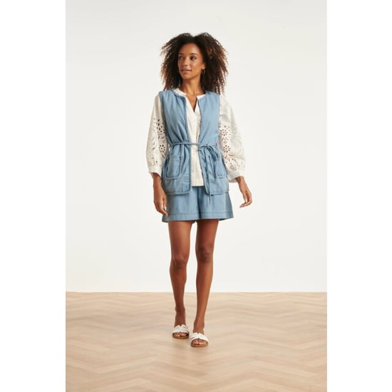 Smashed Lemon Lichtblauw look gilet met ceintuur | - Image 5
