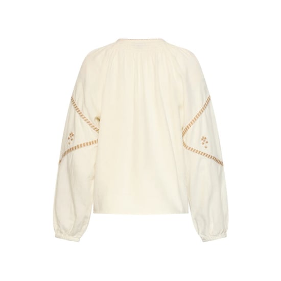 Smashed Lemon Off white blouse met gouden borduursels en koorddetail | - Image 6