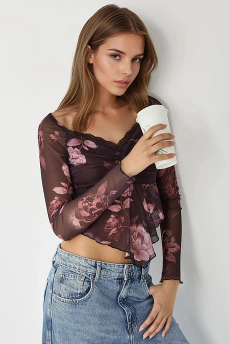 Slim Fit V-Hals Bloes met Bloemenprint - Image 6