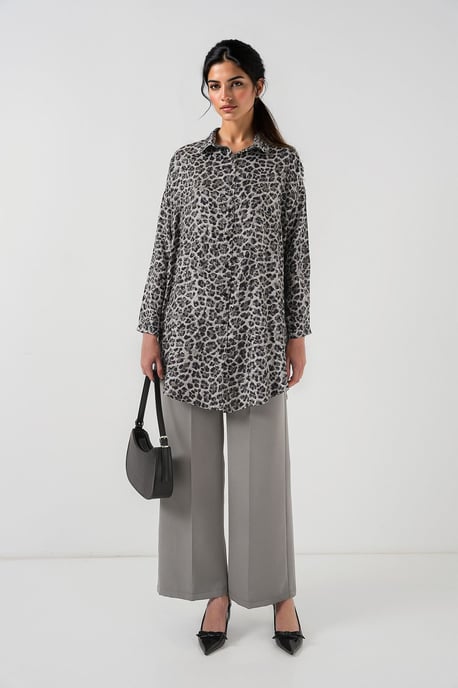Leopard Print Long Sleeve Button-Up Shirt - Image 2
