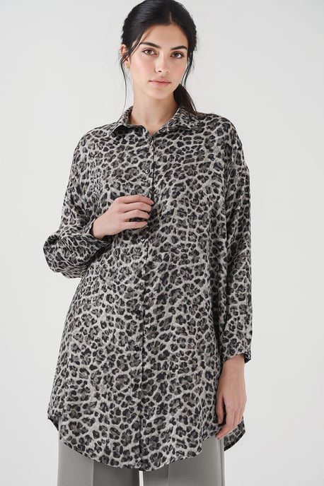 Leopard Print Long Sleeve Button-Up Shirt - Image 3