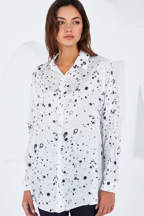 Overgrote Satijnen Knop-Front Shirt - Image 2