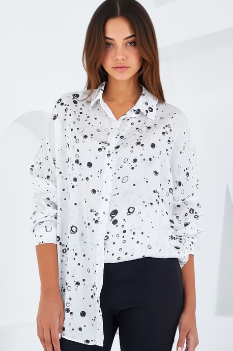 Overgrote Satijnen Knop-Front Shirt - Image 3