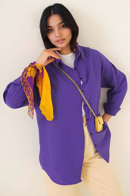 Relaxed Fit Poplin Shirt with Button Closure - Image 2