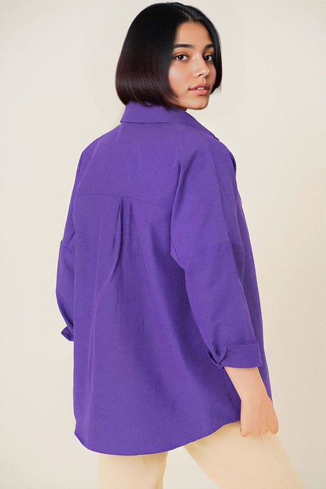 Relaxed Fit Poplin Shirt with Button Closure - Image 3