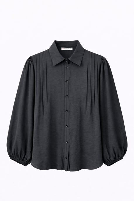 Gelaagde Ribbels Lange Mouwen Knopen Shirt - Image 1