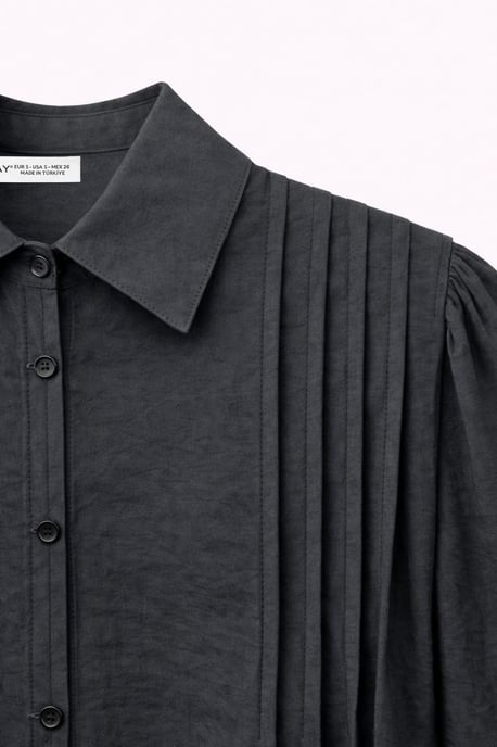 Gelaagde Ribbels Lange Mouwen Knopen Shirt - Image 2