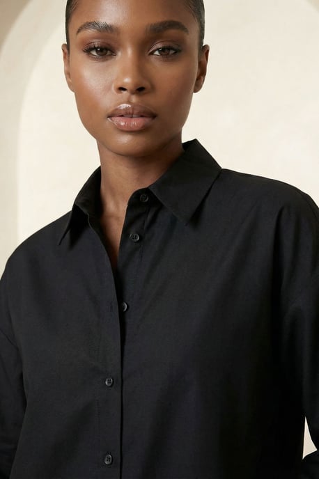 Overmaatse Lange Mouwen Poplin Shirt met Kn Closure - Image 5