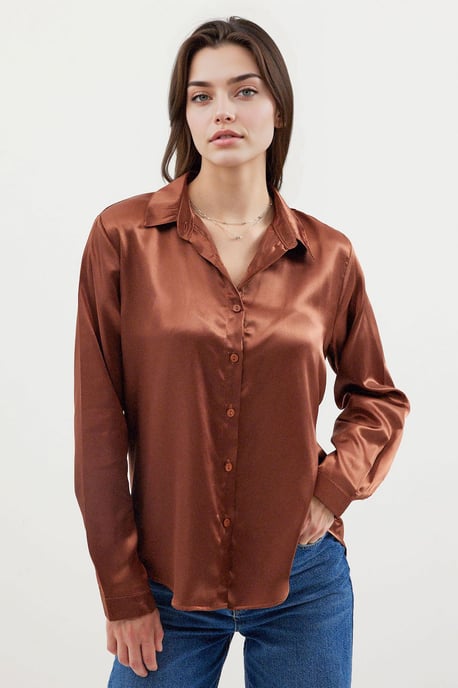 Satin Lange Mouw Knopshirt - Image 2