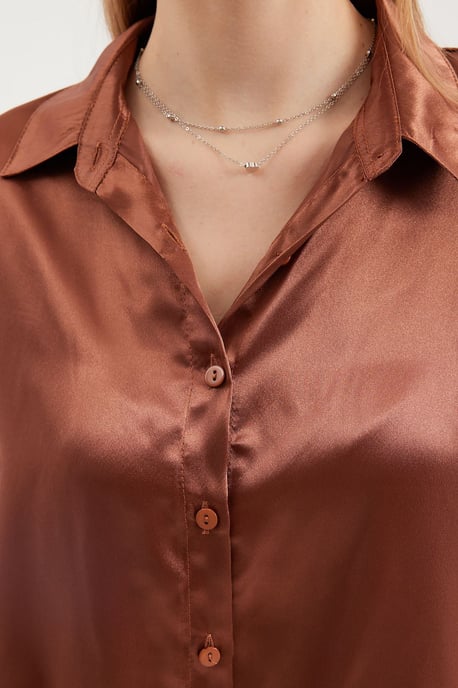Satin Lange Mouw Knopshirt - Image 4