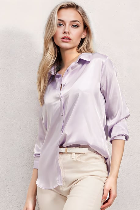 Satin Lange Mouw Knopshirt - Image 3