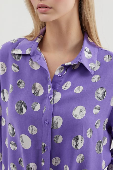 Printed Viscose Shirt with Bow - Image 4