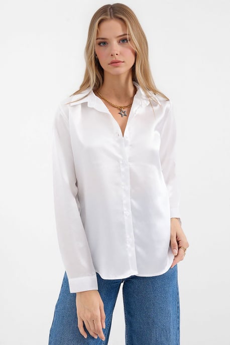 Satin Lange Mouwen Knop-up Shirt - Image 1