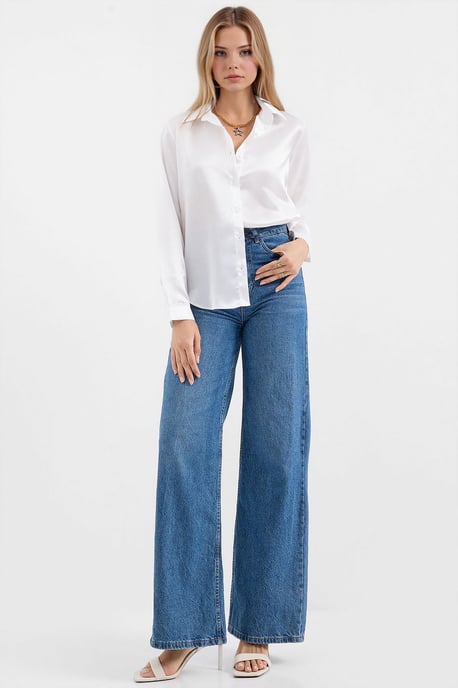 Satin Lange Mouwen Knop-up Shirt - Image 2
