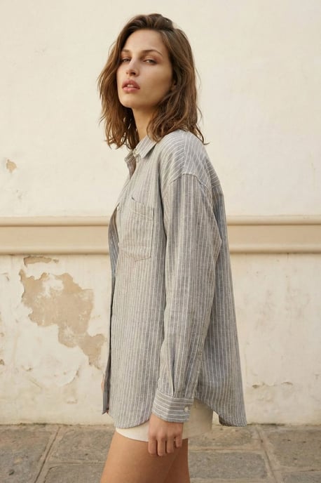 Oversized randig skjorta med knappar - Image 2