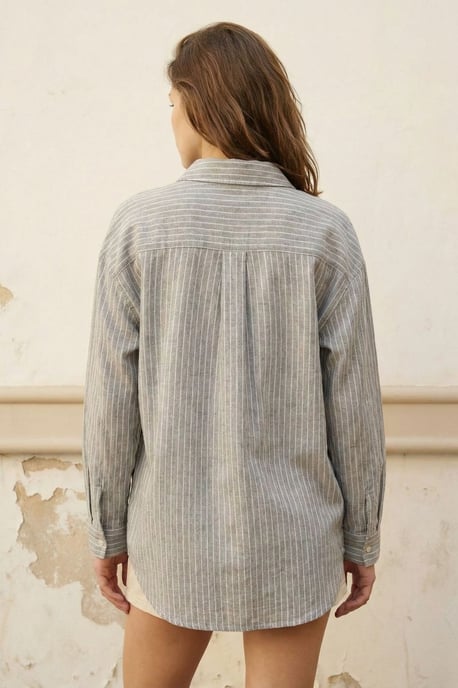 Oversized randig skjorta med knappar - Image 3