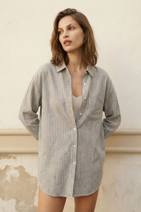 Oversized randig skjorta med knappar - Image 4