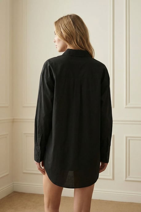 Overmaat Lange Mouwen Katoenen Shirt met Zak - Image 3