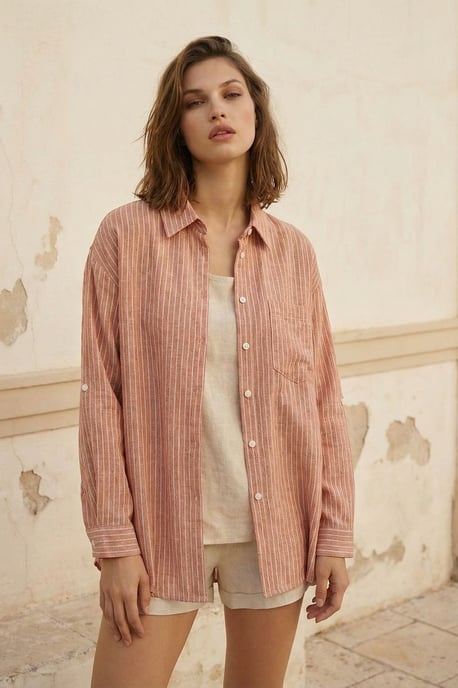 Oversized randig skjorta med knappar - Image 2