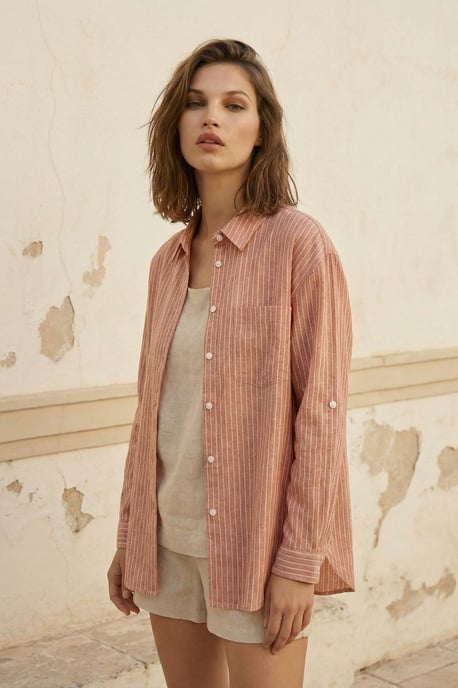 Oversized randig skjorta med knappar - Image 3