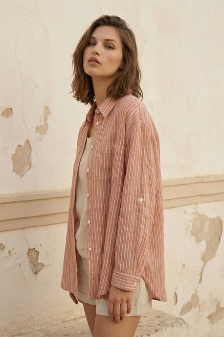 Oversized randig skjorta med knappar - Image 6