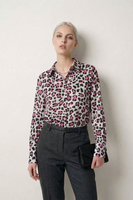 Leopard Print Lange Mouwen Knoopshirt - Image 1