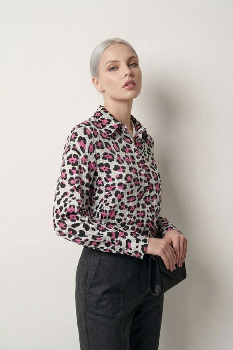 Leopard Print Lange Mouwen Knoopshirt - Image 3