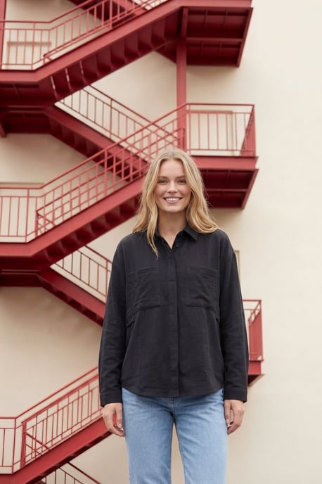 Linnenmix Casual Button-down Shirt met Pocket - Image 2