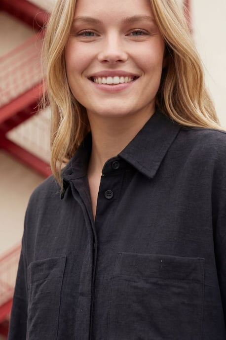 Linnenmix Casual Button-down Shirt met Pocket - Image 3