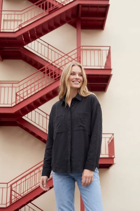 Linnenmix Casual Button-down Shirt met Pocket - Image 5