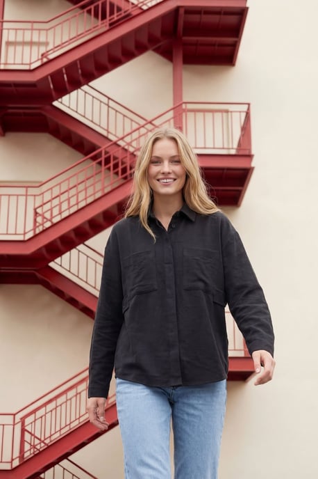 Linnenmix Casual Button-down Shirt met Pocket - Image 6