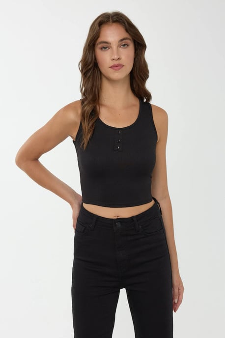 Basis Knop Gedetailleerde Crop Top - Image 2