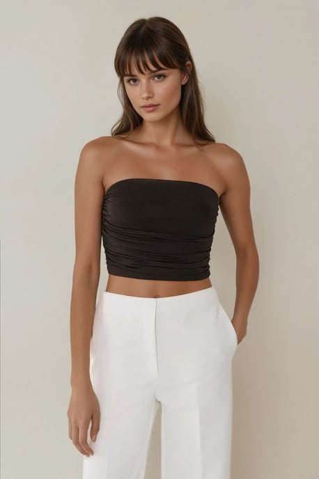 Utan axelremmar Volang Draperad Croptopp - Image 3