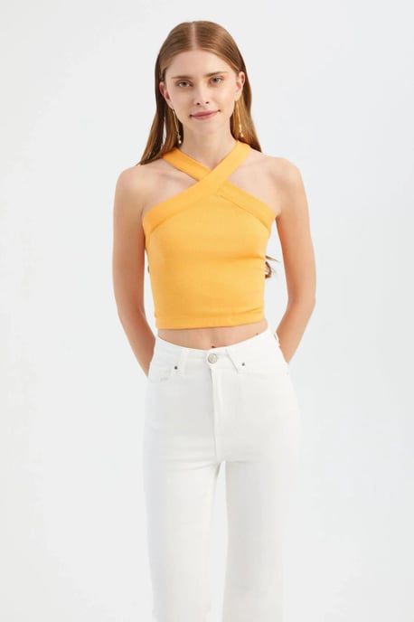 Halter Neck Cross Front Crop top - Image 1