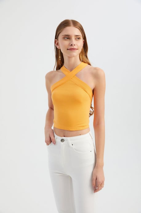 Halter Neck Cross Front Crop top - Image 3
