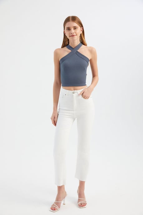 Halter Neck Cross Front Crop top - Image 2