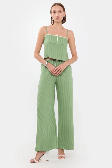 Striped Square Neck Strappy Cropped Top - Image 1