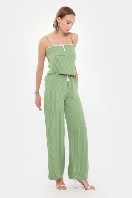 Striped Square Neck Strappy Cropped Top - Image 2
