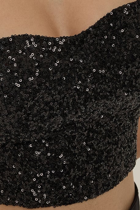 Heart Collar Sequin Crop Top - Image 5