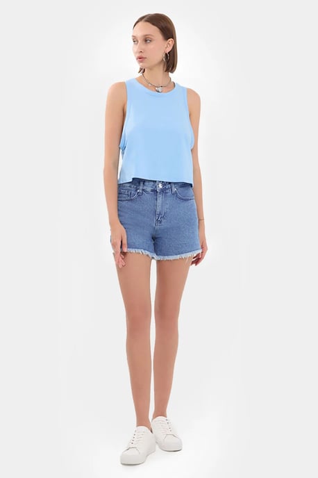 Mouwloze Ronde Hals Effen Crop Top - Image 2