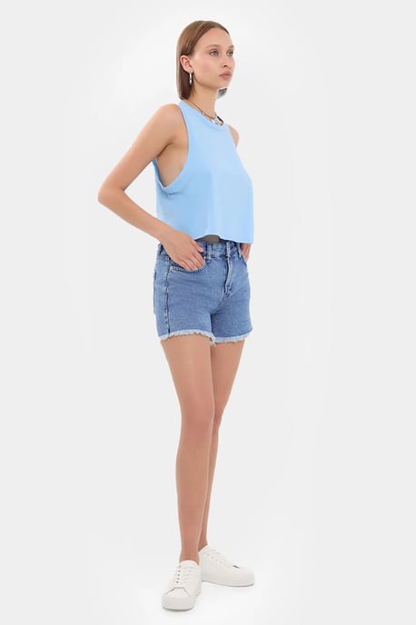 Mouwloze Ronde Hals Effen Crop Top - Image 3