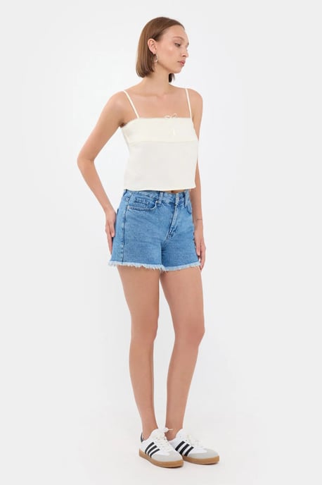 Striped Square Neck Strappy Cropped Top - Image 4