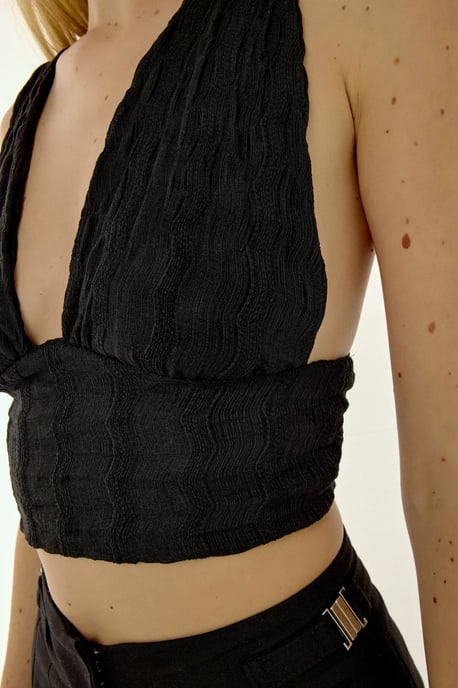 V- Neck Cross Back Crop Top - Image 5