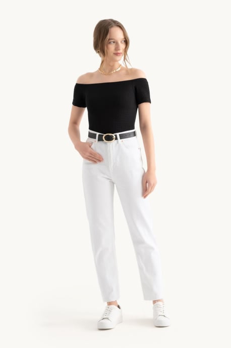 Axelbandlös kortärmad crop top - Image 3