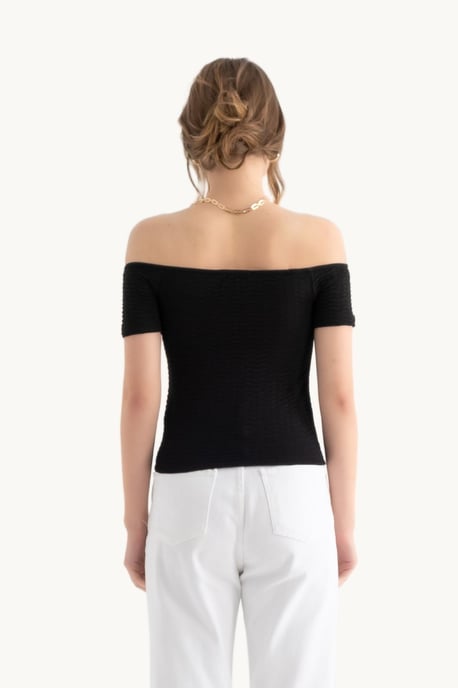 Axelbandlös kortärmad crop top - Image 6