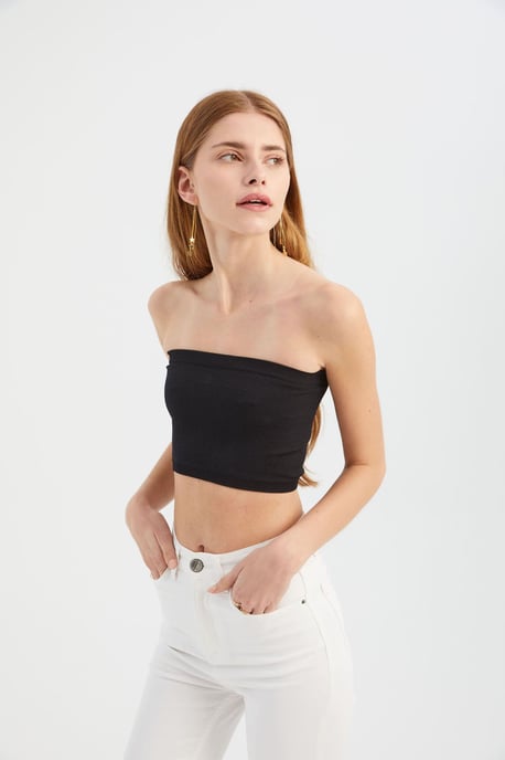 Halterlös Grundläggande Crop Top - Image 3