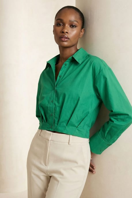 Casual Knopen Crop Shirt - Image 6